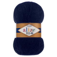 Пряжа Alize Angora Real 40, цвет 058-темно-синий (Ангора Реал 40) 40% шерсть, 60% акрил 100г/480м, 1шт