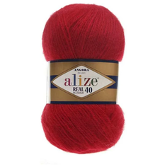Пряжа Alize Angora Real 40, цвет 056-красный (Ангора Реал 40) 40% шерсть, 60% акрил 100г/480м, 1шт