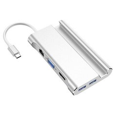 Многофункциональная док-станция 7в1 MyPads сетевая карта Type-C на HDMI/ USB 3.0 Type-A/ VGA/ Thunderbolt 3/ RJ45 с портом Ethernet и с подставкой под смартфон или планшет