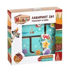 Деревянная игрушка Mapacha Лабиринт двухсторонний 2 в 1 с песочными часами Транспорт и море