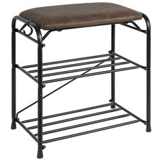 Подставка д/обуви 3-х полочная 45см с сидением (черный) 118262 ЗМИ