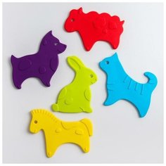 Roxy-kids Антискользящие мини-коврики ROXY-KIDS для ванны. Серия ANIMALS. Цвета в ассортименте. 5 шт.