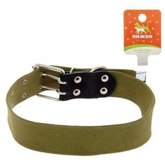 Пижон Ошейник брезентовый однослойный, 84 х 4.5 см, ОШ 50-70 см, хаки