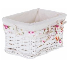 Корзина Ива с декоративным чехлом 25x14x17 см, плетенье цвет белый Storidea
