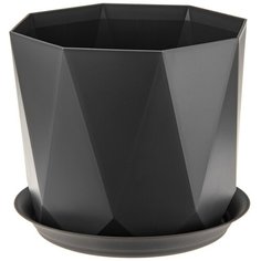 Кашпо призма D 220 мм 4,7 л с поддоном графитовый Idea (М Пластика)