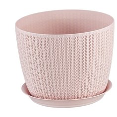 Кашпо вязание D 210 мм 4,5 л с поддоном, чайная роза Idea (М Пластика)