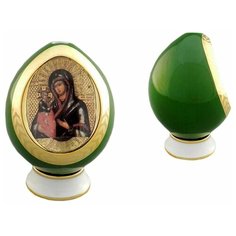 Яйцо-подсвечник 11,5 см на подставке пасхальное Leander "Богоматерь" зелёное / 158821