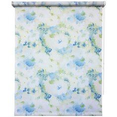 8941. Рулонная штора 080х175 Пионы голубой Уют