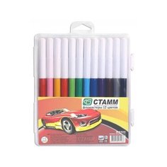 Фломастеры 12цв., в пенале "Автомобили" СТАММ ФА504