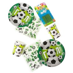 Набор бумажной посуды "Гол" мячики со свечами 6991165 Страна Карнавалия