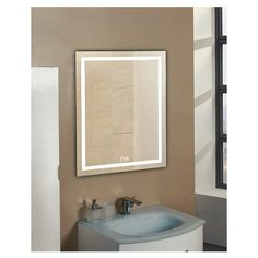 Зеркало Континент Verte LED (60*80, LED подсветка, сенсорный выключатель, встроенные часы, антизапотевание)