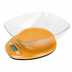 Весы кухон. эл. ERGOLUX ELX-SK04-C11 оранжевые, до 5кг, 22*18 см, со съемной чашей, 2xAAA 84706 (арт. 686297)