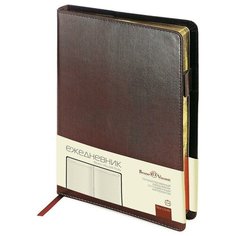 Ежедневник полудатированный Bruno Visconti Profy натуральная кожа А5 208 листов коричневый (золотистый обрез, 152x222 мм) (артикул производителя 3-073/03) 1 шт.