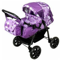 Стек Коляска-трансформер «Гном», пластиковые колёса, оттенки фиолетового, рисунок микс