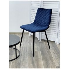 Стул TINTIN ( 4 шт. ) мягкий, для кухни, для гостиной, велюр, цвет - темно-синий, на черном металлическом каркасе, со спинкой / BLUVEL-86 / (М Сити) M-City