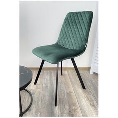 Стул DAIQUIRI ( 4 шт. ) мягкий, для кухни, для гостиной, велюр, цвет - зеленый, на черном металлическом каркасе, со спинкой / BLUVEL-78 / (М Сити) M-City