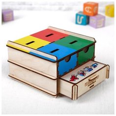 Комодик плоский «Транспорт» 4 плашки, 48 фигурок 3912738 Woodland