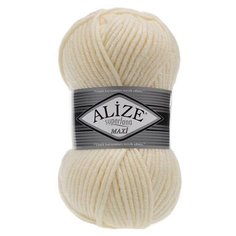 Пряжа Alize Superlana Maxi (Суперлана Макси) 01 кремовый 75% акрил, 25% шерсть 100г 100м 5шт