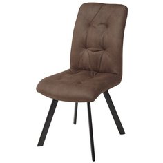 Стул VILMAR ( 2 шт. ) мягкий, для кухни, для гостиной, ткань, цвет - коричневый нубук, на черном металлическом каркасе, со спинкой / (М Сити) M-City