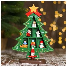 Новогодний сувенир "Ёлка с ячейками под подарки" 14.5х19.5 см зелёная 6261020 Лесная мастерская