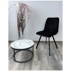 Стул DAIQUIRI ( 4 шт. ) мягкий, для кухни, для гостиной, велюр, цвет - черный, на черном металлическом каркасе, со спинкой / BLUVEL-19 / (М Сити) M-City