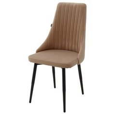 Стул Руссо ( 2 шт. ) мягкий, для кухни, для гостиной, велюр, цвет - светло-коричневый, на черном металлическом каркасе, со спинкой / Premier 08 / (М Сити) M-City