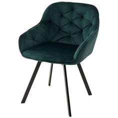 Стул GALE Green / 2 шт. / Зеленый, велюр, поворот 360 град., черный металлический каркас / для кухни, для гостиной / BLUVEL-78 / M-City