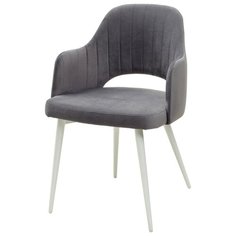 Стул FANTINE-LA Grey / 4 шт. / Серый, велюр, белый металлический каркас / для кухни, для гостиной / #27 / M-City