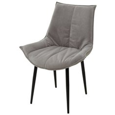 Стул Осло ( 2 шт. ) мягкий, для кухни, для гостиной, велюр, цвет - серый, на черном металлическом каркасе, со спинкой / Teddy 024 / (М Сити) M-City