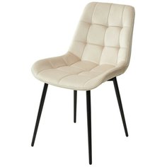 Стул хофман ( 2 шт. ) мягкий, для кухни, для гостиной, велюр, цвет - бежевый, на черном металлическом каркасе, со спинкой / #H06 / (М Сити) M-City