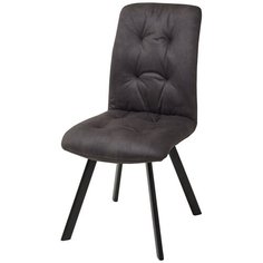 Стул VILMAR ( 2 шт. ) мягкий, для кухни, для гостиной, ткань, цвет - темно-серый нубук, на черном металлическом каркасе, со спинкой / (М Сити) M-City
