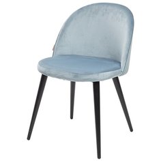 Стул JAZZ Powder blue gray / 4 шт. / Пудровый серо-голубой, велюр, черный металлический каркас / для кухни, для гостиной / G062-43 / M-City