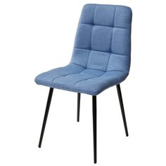 Стул дилан ( 4 шт. ) мягкий, для кухни, для гостиной, ткань, цвет - синий, на черном металлическом каркасе, со спинкой / (М Сити) M-City