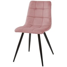 Стул TERAMO ( 4 шт. ) мягкий, для кухни, для гостиной, велюр, цвет - розовый, на черном металлическом каркасе, со спинкой / UF910-07 / (М Сити) M-City
