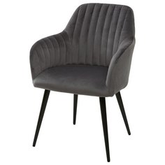 Стул REGENT ( 1 шт. ) мягкий, для кухни, для гостиной, ткань, цвет - темно-серый, на черном металлическом каркасе, со спинкой / (М Сити) M-City