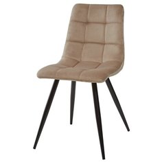 Стул TERAMO ( 4 шт. ) мягкий, для кухни, для гостиной, велюр, цвет - латте, на черном металлическом каркасе, со спинкой / UF910-01 / (М Сити) M-City