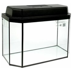 Пижон Аквариум панорамный с крышкой, 15 литров, 40 х 14,5 х 27/32,5 см, чёрный