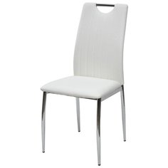 Стул COMFORT ( 4 шт. ) мягкий, для кухни, для гостиной, экокожа, цвет - белый, на хромированном металлическом каркасе, со спинкой / 999 PU#601B-10 / (М Сити) M-City