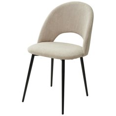 Стул рамоунз ( 2 шт. ) мягкий, для кухни, для гостиной, велюр, цвет - бежевый, на черном металлическом каркасе, со спинкой / #V04 / (М Сити) M-City
