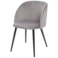 Стул YOKI ( 2 шт. ) мягкий, для кухни, для гостиной, велюр, цвет - серый, на черном металлическом каркасе, со спинкой / G108-51 / (М Сити) M-City