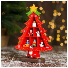 Новогодний сувенир "Ёлка с ячейками под подарки" 14.5х19.5 см красная 6261021 Лесная мастерская