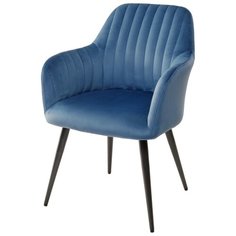 Стул REGENT ( 1 шт. ) мягкий, для кухни, для гостиной, ткань, цвет - синий пепельный, на черном металлическом каркасе, со спинкой / (М Сити) M-City