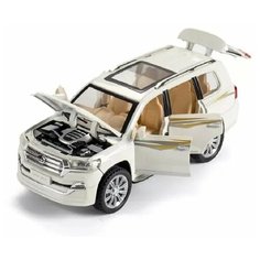 Машинка металлическая инерционная "Toyota Land Cruiser" 1:24 (белый) XLG