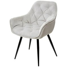 Стул HOLLA Light grey / 2 шт. / Светло-серый, велюр, черный металлический каркас / для кухни, для гостиной / BLUVEL-03 / M-City