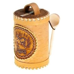 Мёд в берестяном туесе (с ложкой) 1,0 кг цветочный Башкирская медовня