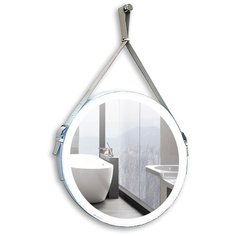 Зеркало MIXLINE "Капитан" D610 бесконтактный сенсор, белая кожа, светодиодная подсветка