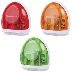 Точилка BRAUBERG "TERN" с контейнером, пластиковая, овальная, 3 отверстия, цвет ассорти, 226939