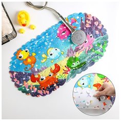 Доляна Коврик для ванны Доляна «Яркие рыбы», 35×68 см, галька