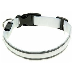 Пижон Ошейник с подсветкой и 2 светоотражающими полосами, 45-50 см, 3 режима свечения, белый
