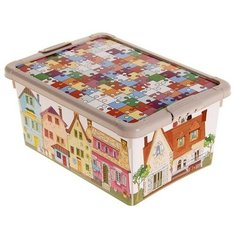 Пластишка Ящик для игрушек с аппликацией и крышкой, 8,4 л, цвет бежевый Бытпласт